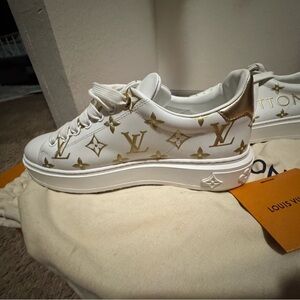 Louis Vuitton White and Gold Women's Sneakers